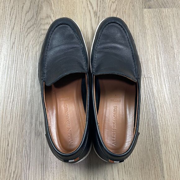 Allen Edmonds Wilder Mens 9 Black Slip On Loafers Venetian Leather Low Top - Picture 8 of 10